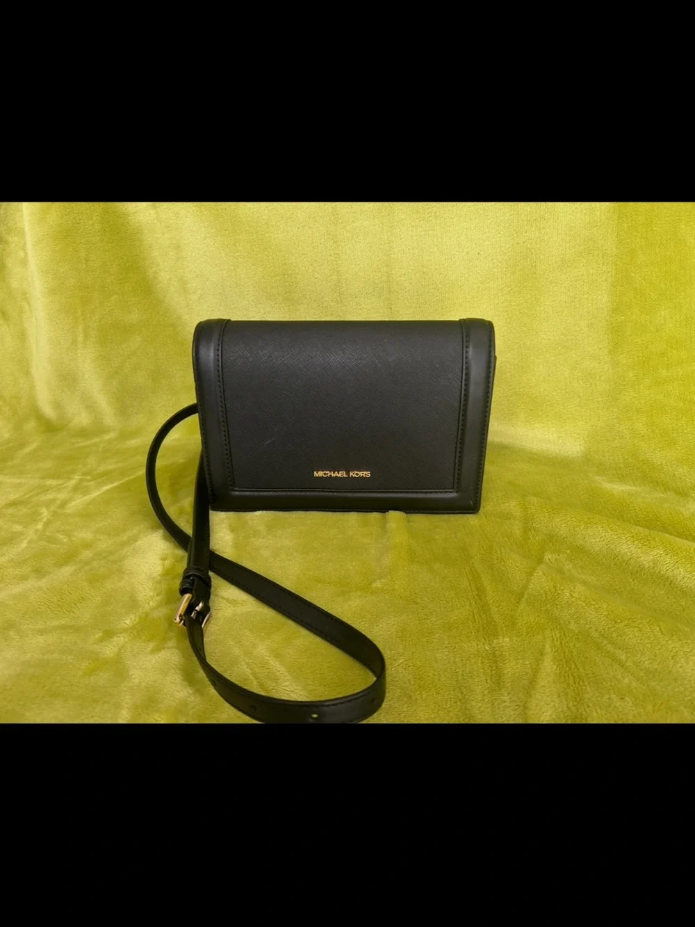 Michael Kors Black Leather Crossbody with Gold Hardware